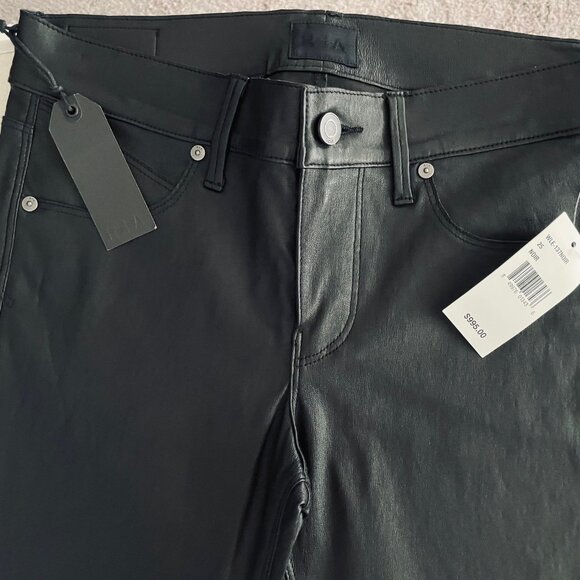 RTA "NOIR"  LAMB LEATHER MID-RISE PANTS - SIZE 25- TAGS ON NEW - Picture 2 of 10